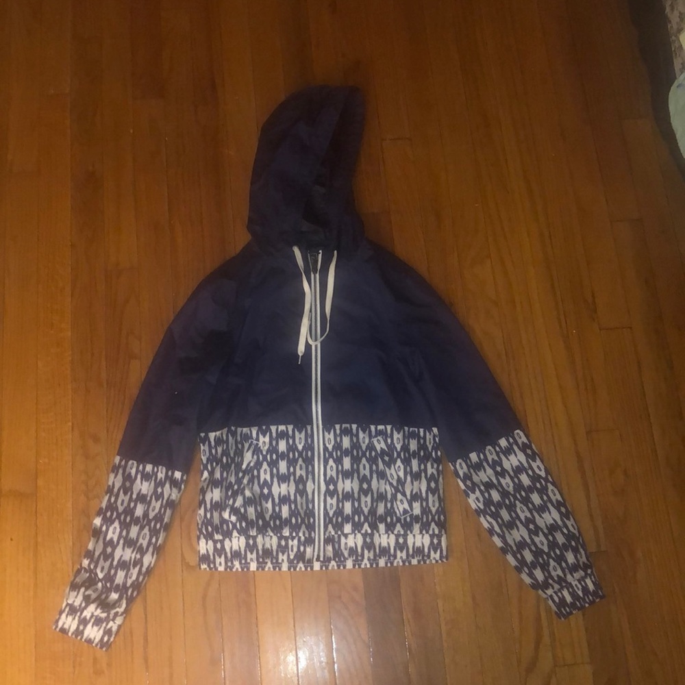 Navy Blue and White Windbreaker